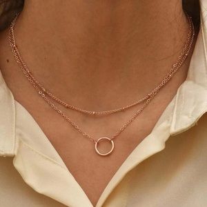 Gold Open Circle Layered Necklace